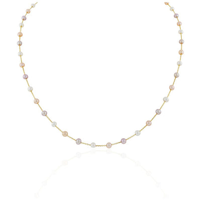 Collar Oro Amarillo 14kt y Perlas Cultivadas Multicolor CO-14486