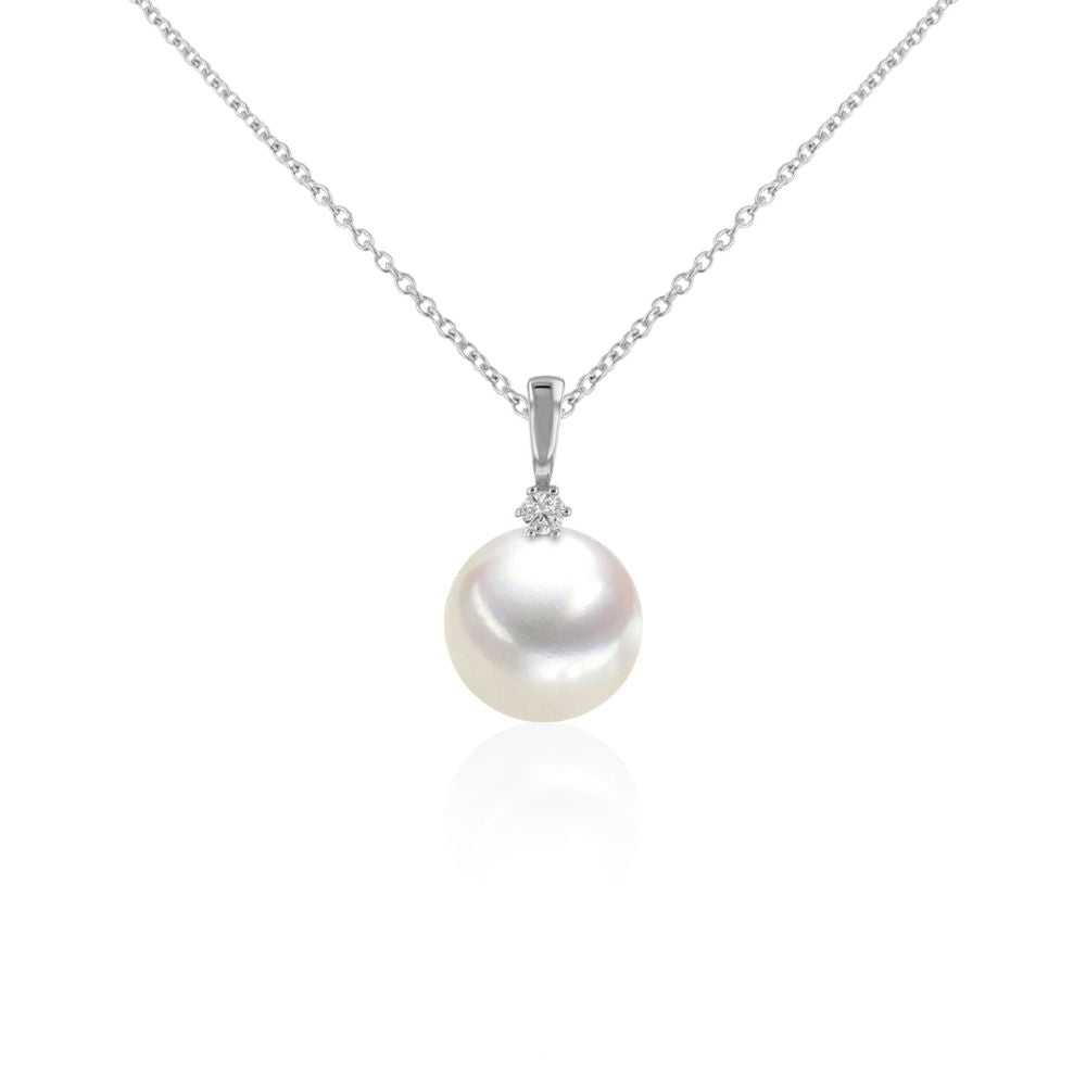 Colgante Oro Blanco Perla Cultivada y Brillante CL-14463