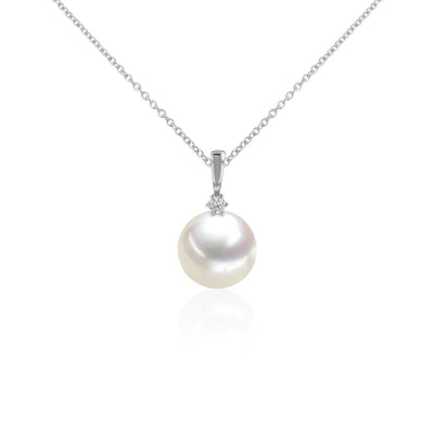 Colgante Oro Blanco Perla Cultivada y Brillante CL-14463