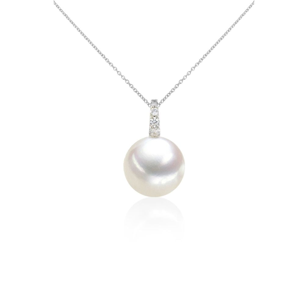 Colgante Oro Blanco Perla Cultivada y Brillante CL-14465
