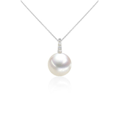 Colgante Oro Blanco Perla Cultivada y Brillante CL-14465