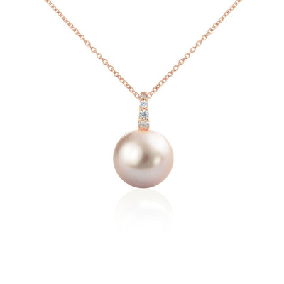Colgante Oro Rosa Perla Cultivada Ming y Brillantes CL-14468