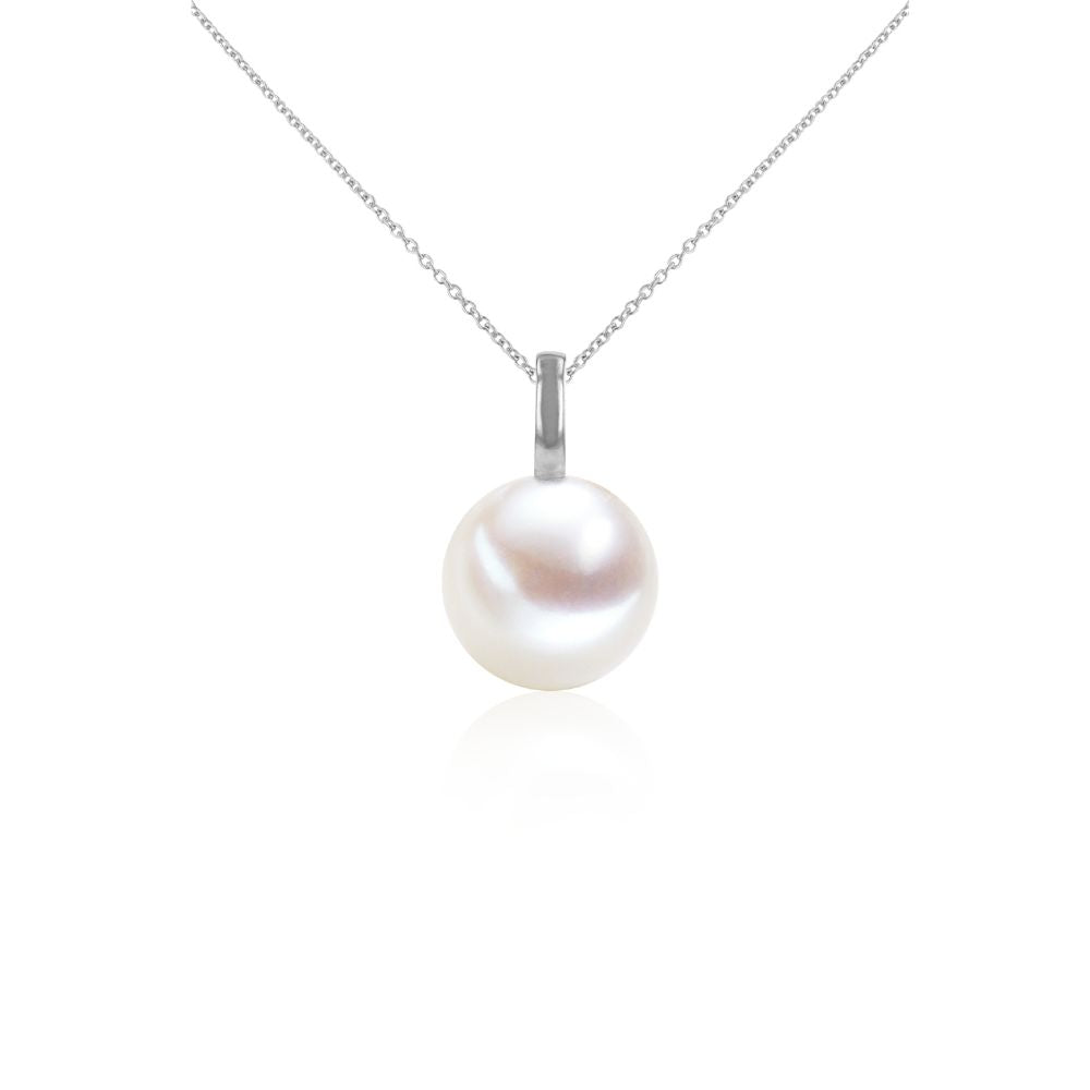 Colgante Oro Blanco Perla Cultivada Botón CL-14471