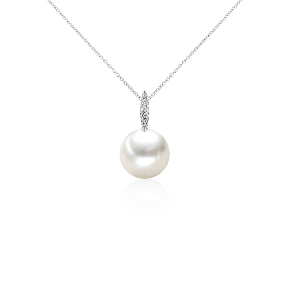 Colgante Oro Blanco Perla Cultivada y Brillantes CL-14461