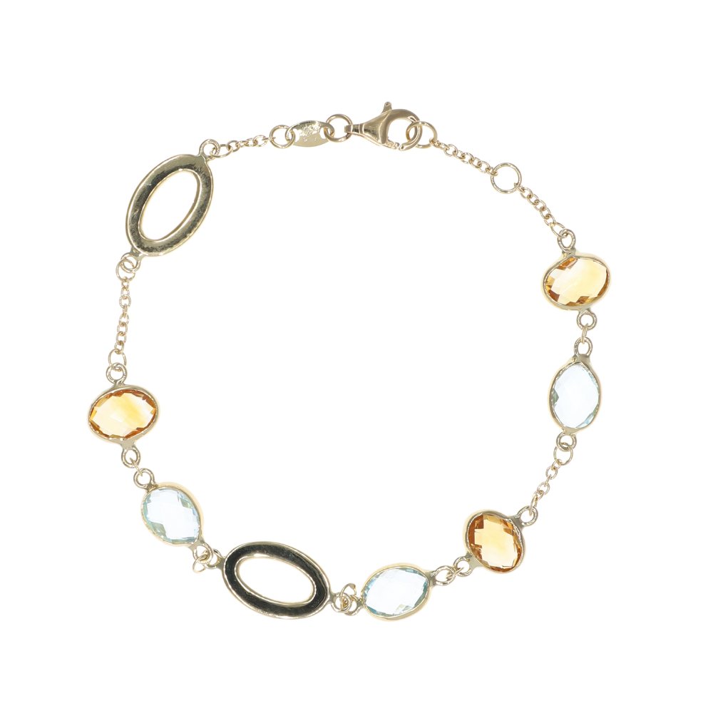 Pulsera Oro Amarillo Citrino y Topacio Azul PU12474 - Joyería Rometsch