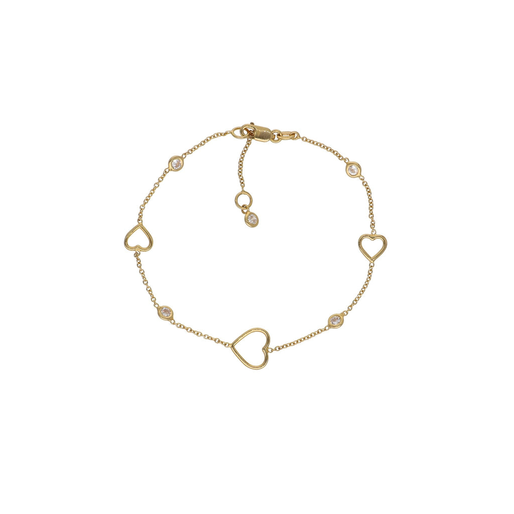 Pulsera Oro Amarillo Corazones PU12905 - Joyería Rometsch