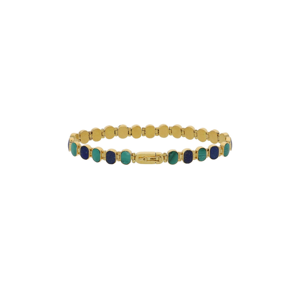 Pulsera Oro Amarillo Lapislázuli y Malaquita PU - 13086 - Joyería Rometsch