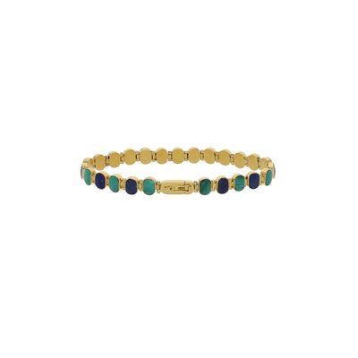 Pulsera Oro Amarillo Lapislázuli y Malaquita PU - 13086 - Joyería Rometsch