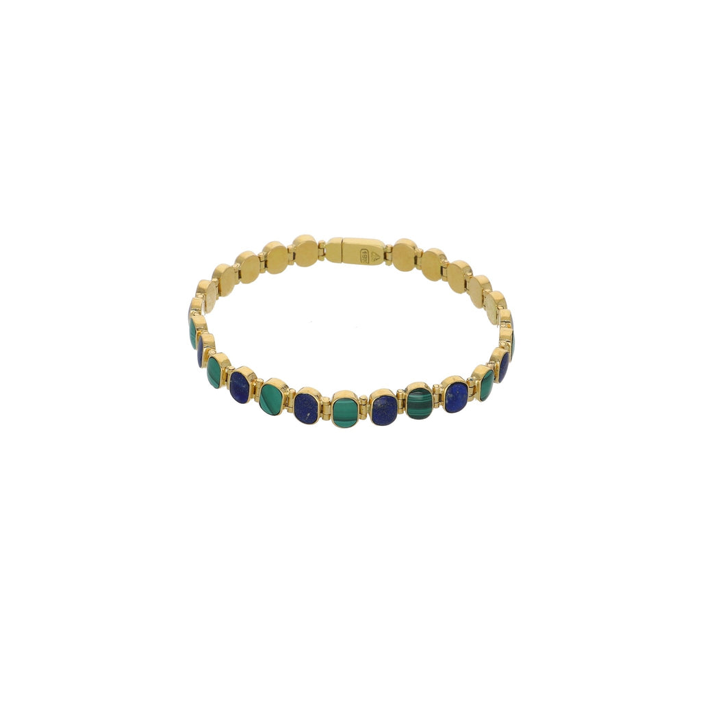 Pulsera Oro Amarillo Lapislázuli y Malaquita PU - 13086 - Joyería Rometsch