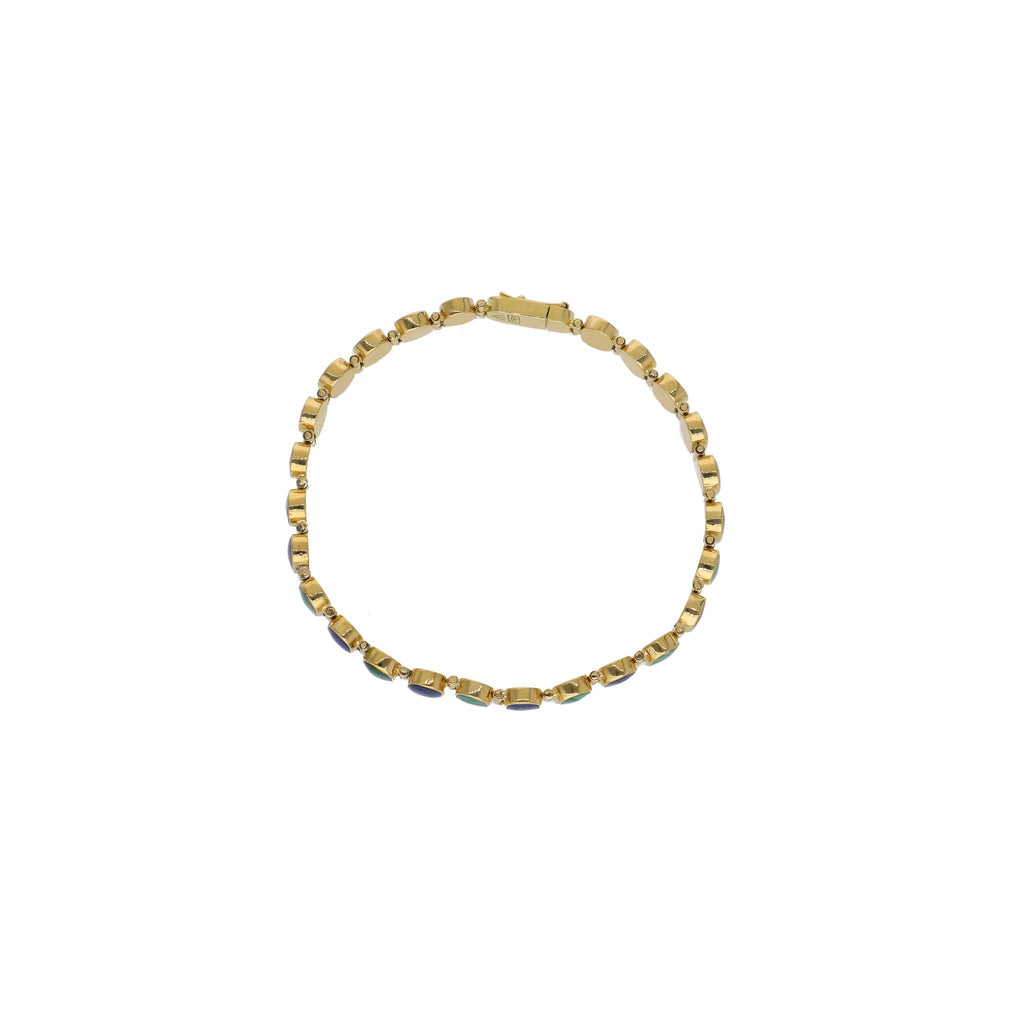 Pulsera Oro Amarillo Lapislázuli y Malaquita PU - 13086 - Joyería Rometsch