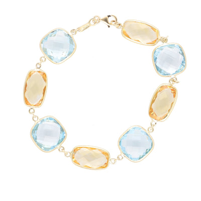 Pulsera Oro Amarillo Topacio Azul y Citrino PU11610 - Joyería Rometsch