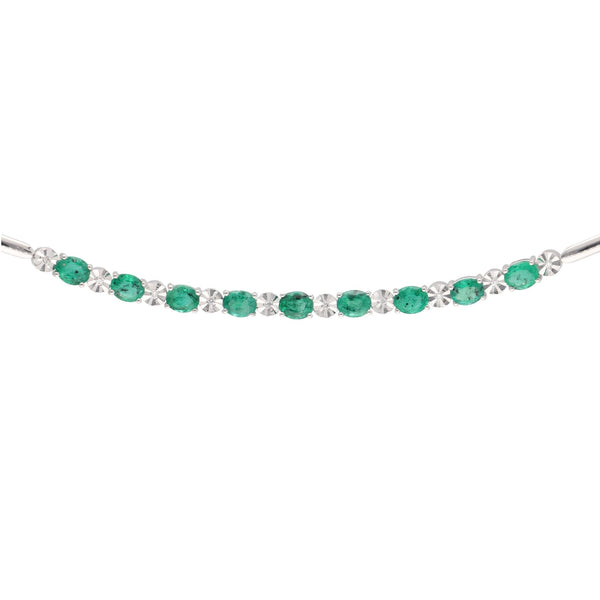 Pulsera Oro Blanco Esmeraldas y Brillantes PU12818 - Joyería Rometsch