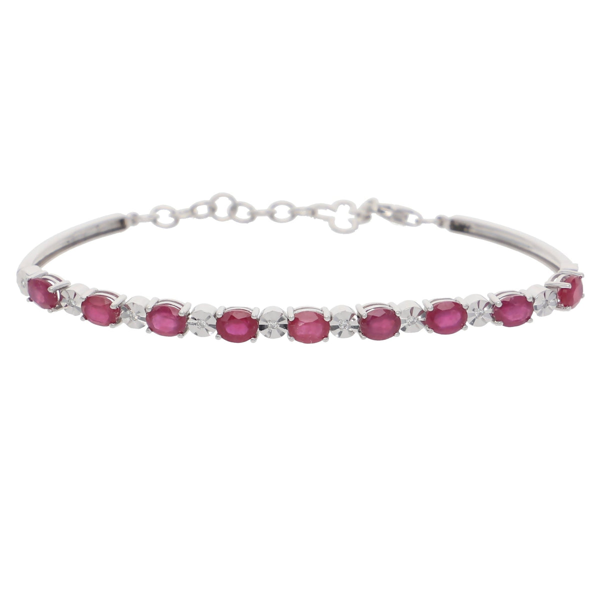 Pulsera Oro Blanco Rubí y Brillantes PU12817 - Joyería Rometsch