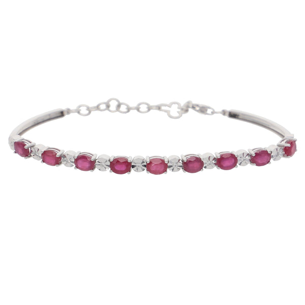 Pulsera Oro Blanco Rubí y Brillantes PU12817 - Joyería Rometsch