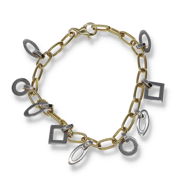 Pulsera Oro Blanco y Oro Amarillo PU12233 - Joyería Rometsch