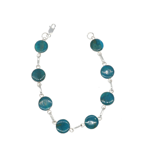 Pulsera Plata Crisocola Redonda - Joyería Rometsch