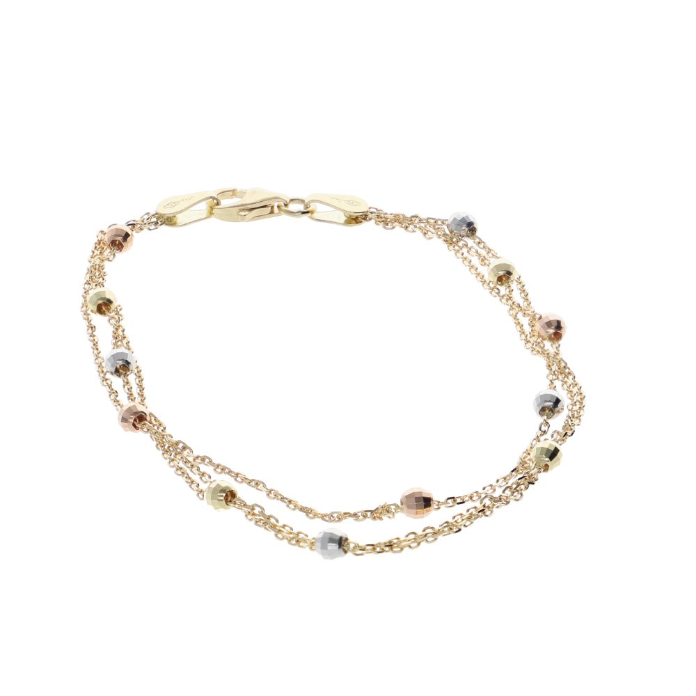 Pulsera Triple Oro Amarillo Blanco y Rosa PU10473 - Joyería Rometsch