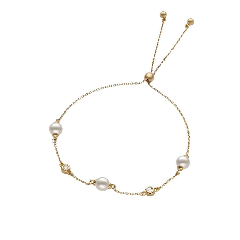 Pulsera Majorica Oro 18K con Perlas Blancas y Diamantes de Laboratorio | 18246.01.5.B25.000.1