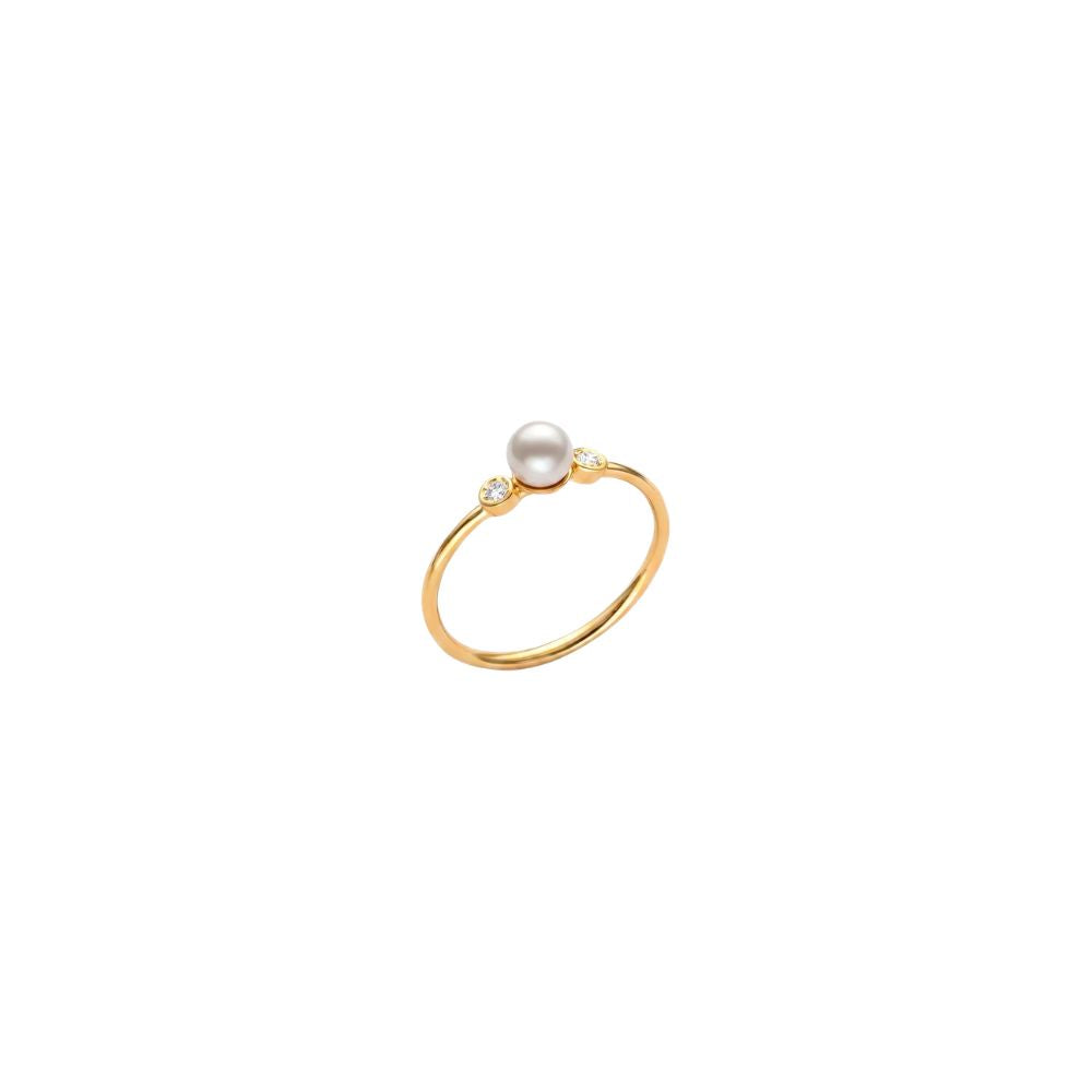 Anillo Majorica Oro 18K con Perla Blanca y Diamantes de Laboratorio | 18249.01.5.R15.000.1
