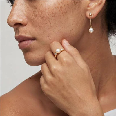 Aros Oro 18K con Perlas Blancas y Diamantes de Laboratorio | 18248.01.5.E00.906.1