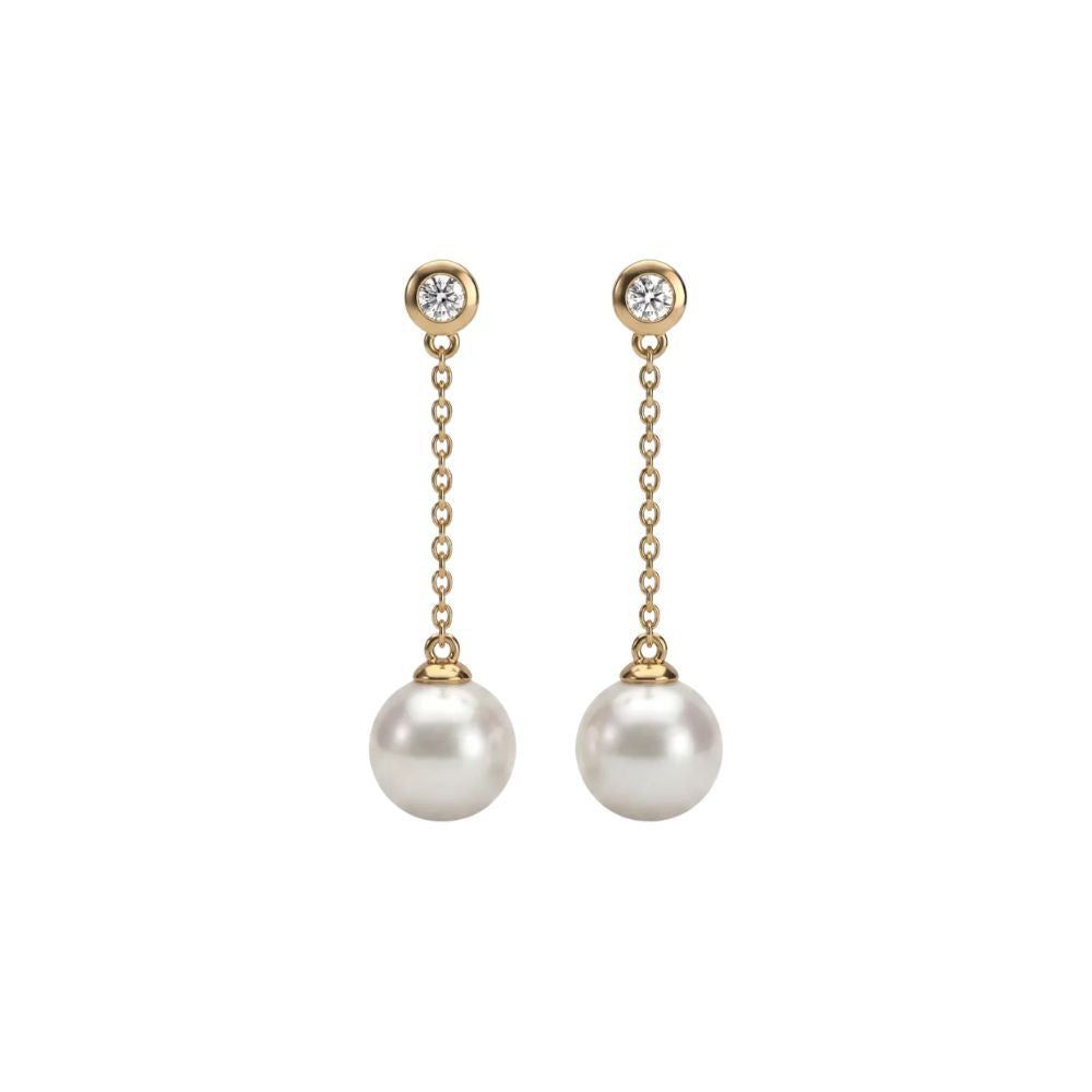 Aros Oro 18K con Perlas Blancas y Diamantes de Laboratorio | 18248.01.5.E00.906.1