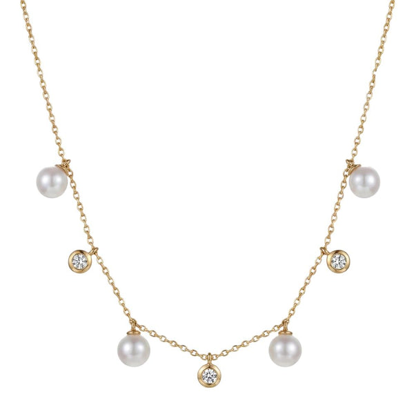 Collar Oro 18K con Perlas Blancas y Diamantes de Laboratorio | 18247.01.5.N40.530.1