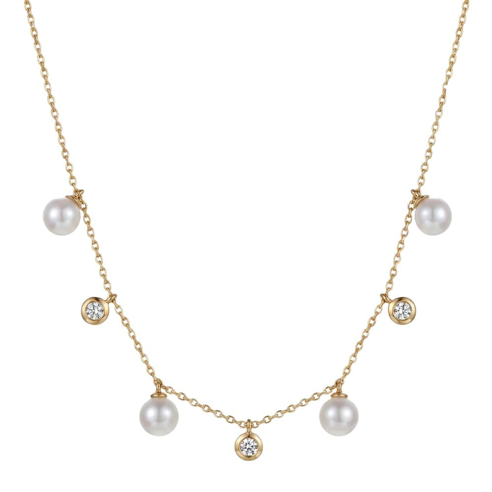 Collar Oro 18K con Perlas Blancas y Diamantes de Laboratorio | 18247.01.5.N40.530.1