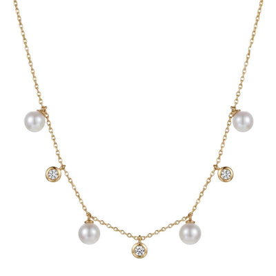 Collar Oro 18K con Perlas Blancas y Diamantes de Laboratorio | 18247.01.5.N40.530.1