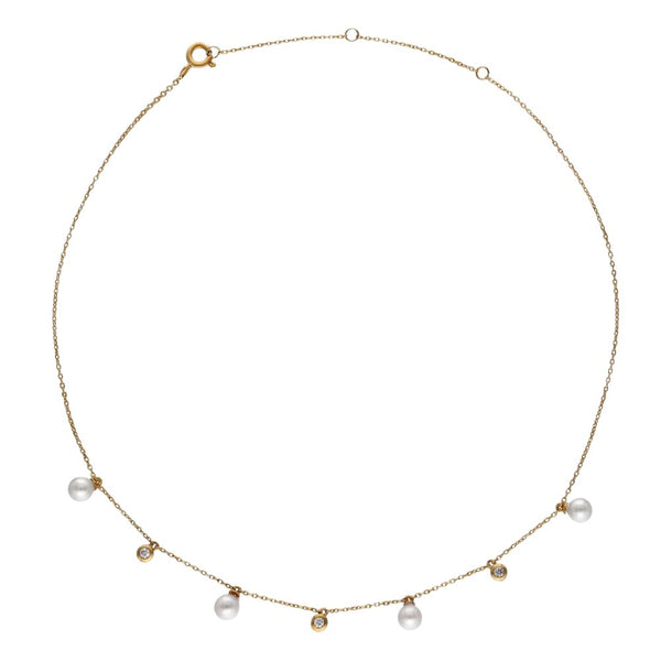 Collar Oro 18K con Perlas Blancas y Diamantes de Laboratorio | 18247.01.5.N40.530.1
