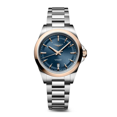 Reloj Longines Conquest Automático 30 mm Acero y Oro Rosa | Esfera Azul Sunray L3.320.5.92.6