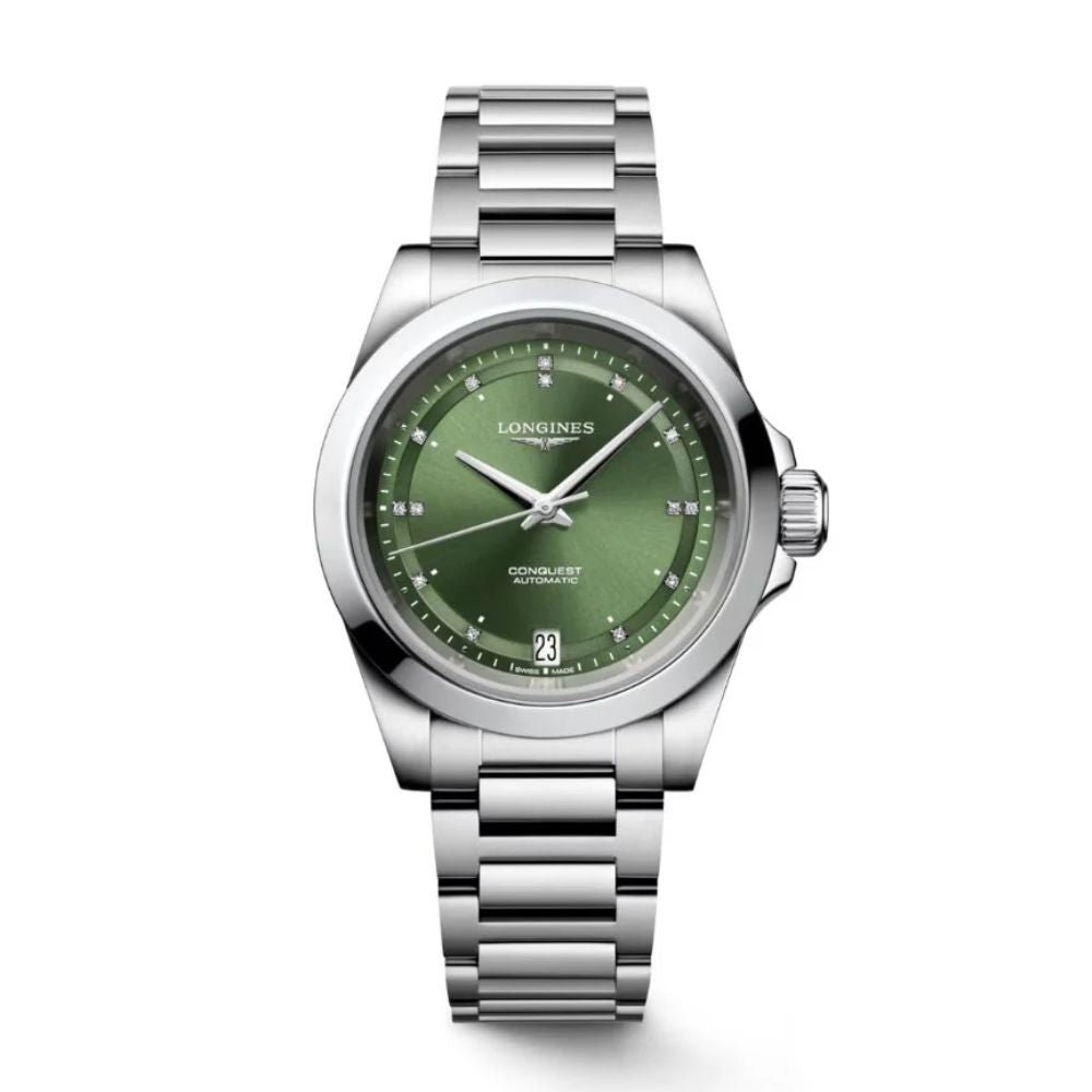 Reloj Longines Conquest Automático 34 mm Verde con Diamantes | L3.430.4.07.6