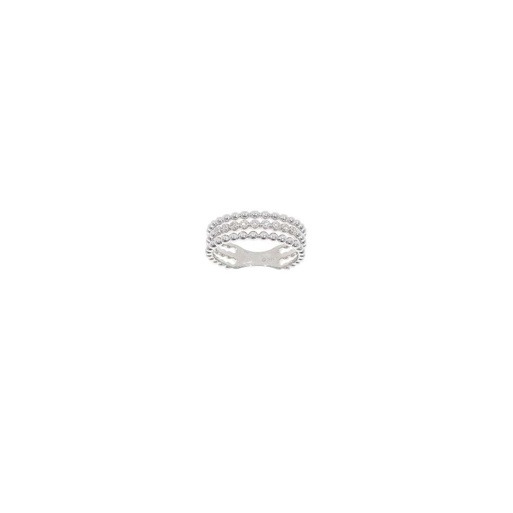 Anillo Oro Blanco Triple con Diamantes, AN11950
