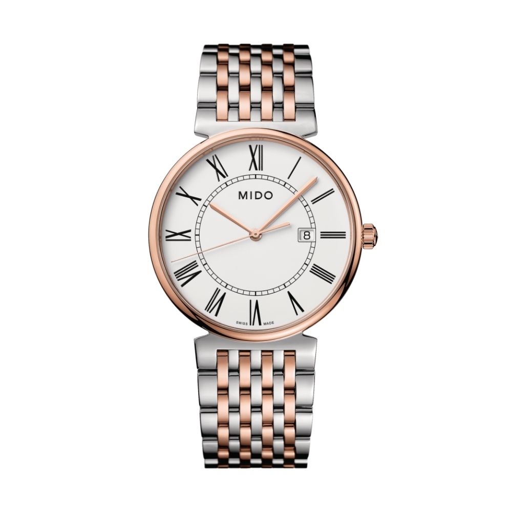 Reloj Mido Dorada 38mm Cuarzo PVD Oro Rosa Esfera Plateada – M0334102201300